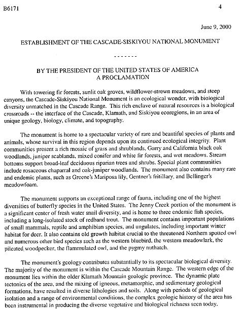 Cascade Siskiyou National Monument, BLM Bureau of Land Management Monument Expansion Presidential Proclamation