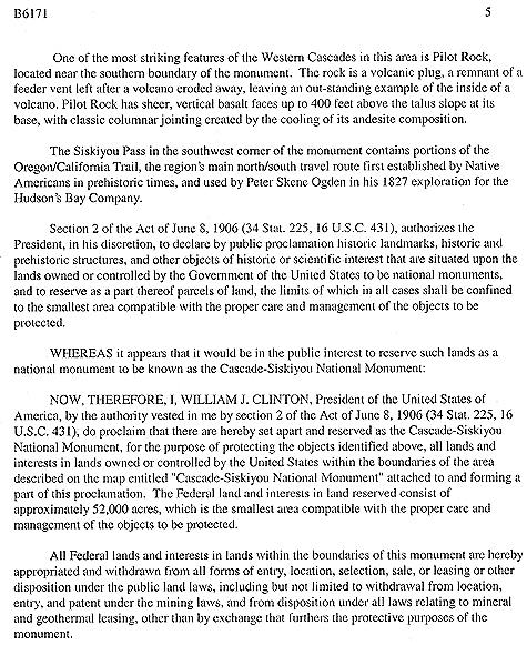 Cascade Siskiyou National Monument, BLM Bureau of Land Management Monument Expansion Presidential Proclamation